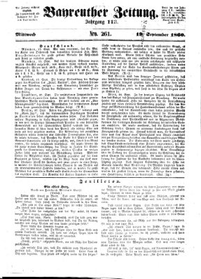 Bayreuther Zeitung Mittwoch 19. September 1860