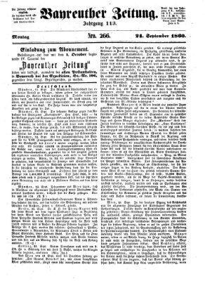 Bayreuther Zeitung Montag 24. September 1860