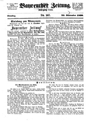 Bayreuther Zeitung Dienstag 25. September 1860