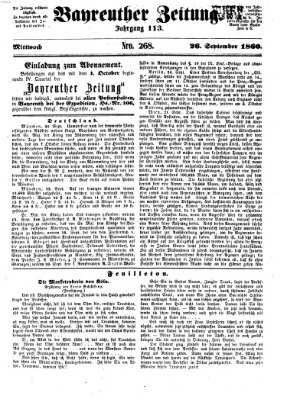 Bayreuther Zeitung Mittwoch 26. September 1860