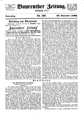 Bayreuther Zeitung Donnerstag 27. September 1860