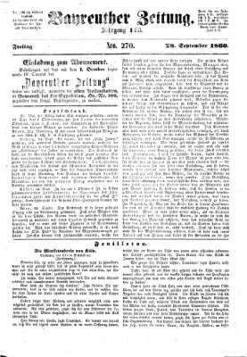 Bayreuther Zeitung Freitag 28. September 1860