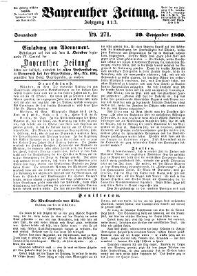 Bayreuther Zeitung Samstag 29. September 1860