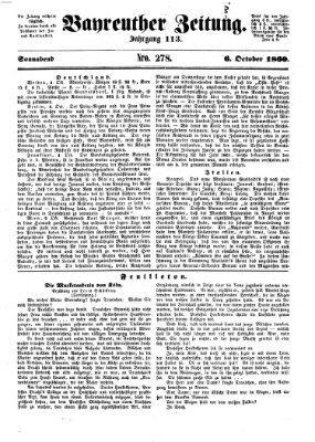 Bayreuther Zeitung Samstag 6. Oktober 1860