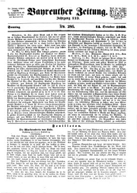 Bayreuther Zeitung Sonntag 14. Oktober 1860