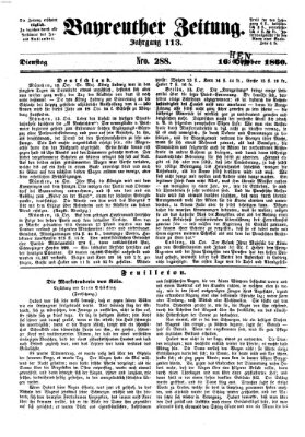 Bayreuther Zeitung Dienstag 16. Oktober 1860