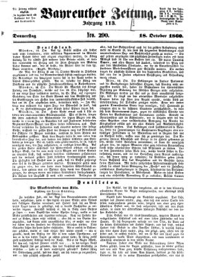 Bayreuther Zeitung Donnerstag 18. Oktober 1860