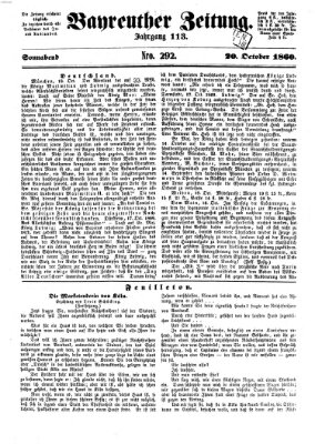 Bayreuther Zeitung Samstag 20. Oktober 1860