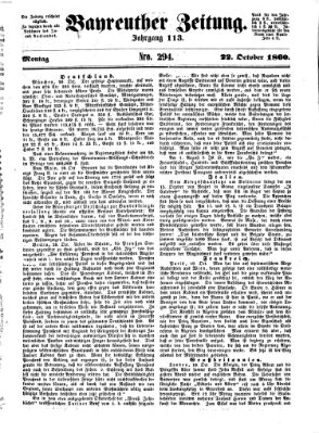 Bayreuther Zeitung Montag 22. Oktober 1860