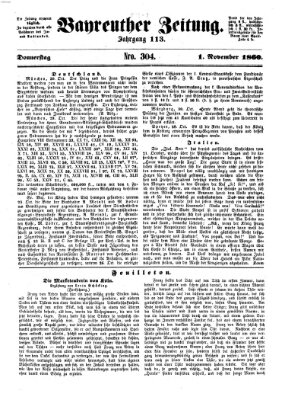 Bayreuther Zeitung Donnerstag 1. November 1860