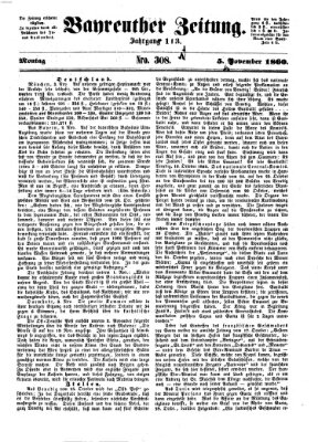 Bayreuther Zeitung Montag 5. November 1860