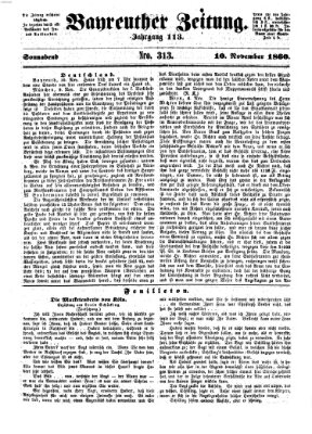 Bayreuther Zeitung Samstag 10. November 1860