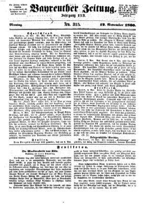 Bayreuther Zeitung Montag 12. November 1860