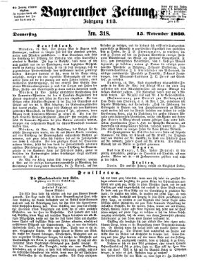 Bayreuther Zeitung Donnerstag 15. November 1860