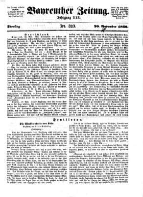 Bayreuther Zeitung Dienstag 20. November 1860