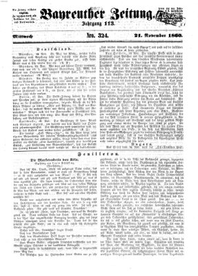 Bayreuther Zeitung Mittwoch 21. November 1860