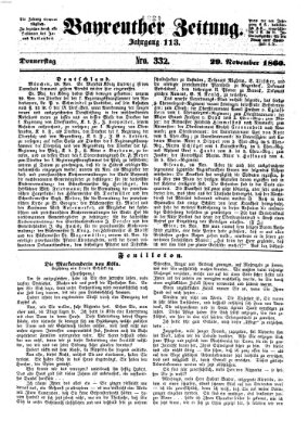 Bayreuther Zeitung Donnerstag 29. November 1860