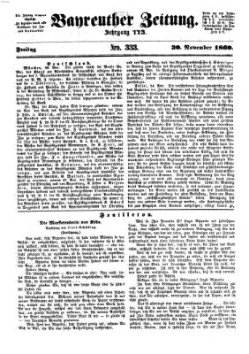 Bayreuther Zeitung Freitag 30. November 1860