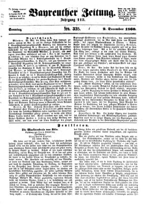 Bayreuther Zeitung Sonntag 2. Dezember 1860