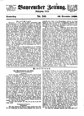 Bayreuther Zeitung Donnerstag 13. Dezember 1860