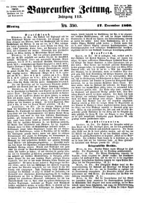 Bayreuther Zeitung Montag 17. Dezember 1860