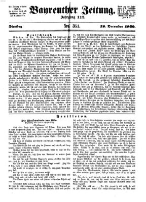 Bayreuther Zeitung Dienstag 18. Dezember 1860