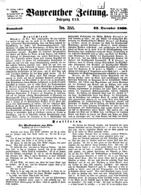 Bayreuther Zeitung Samstag 22. Dezember 1860