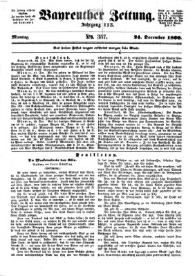 Bayreuther Zeitung Montag 24. Dezember 1860