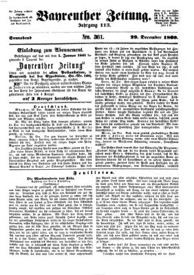 Bayreuther Zeitung Samstag 29. Dezember 1860