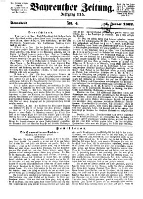 Bayreuther Zeitung Samstag 4. Januar 1862