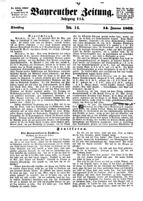 Bayreuther Zeitung Dienstag 14. Januar 1862