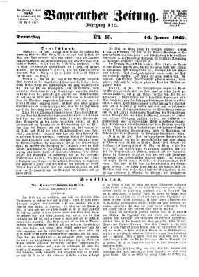 Bayreuther Zeitung Donnerstag 16. Januar 1862