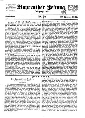 Bayreuther Zeitung Samstag 18. Januar 1862