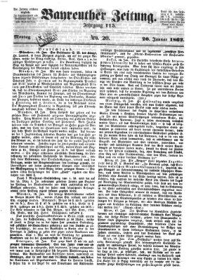 Bayreuther Zeitung Montag 20. Januar 1862