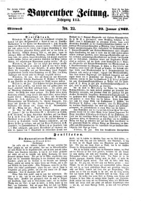 Bayreuther Zeitung Mittwoch 22. Januar 1862