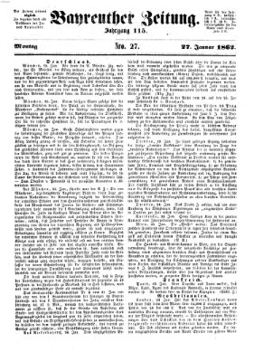 Bayreuther Zeitung Montag 27. Januar 1862