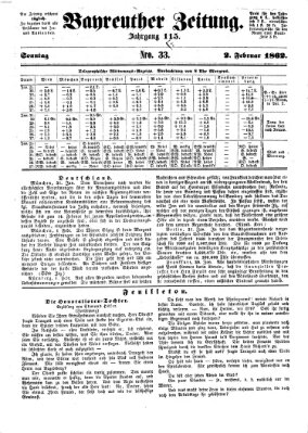 Bayreuther Zeitung Sonntag 2. Februar 1862