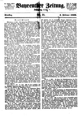 Bayreuther Zeitung Dienstag 4. Februar 1862