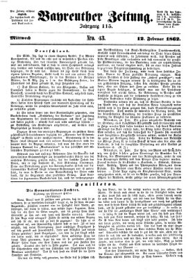 Bayreuther Zeitung Mittwoch 12. Februar 1862