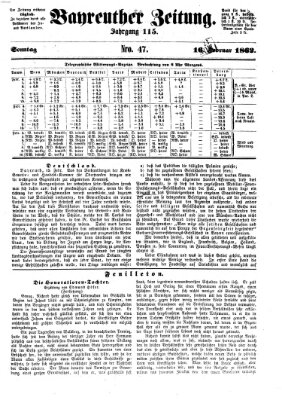 Bayreuther Zeitung Sonntag 16. Februar 1862