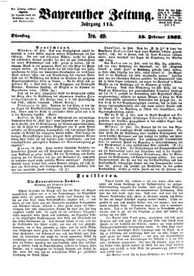 Bayreuther Zeitung Dienstag 18. Februar 1862