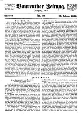 Bayreuther Zeitung Mittwoch 19. Februar 1862