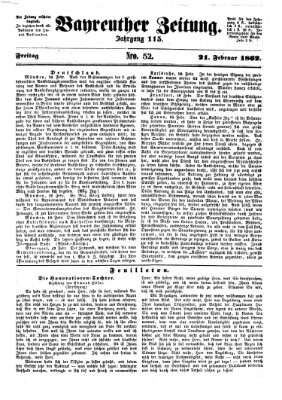 Bayreuther Zeitung Freitag 21. Februar 1862