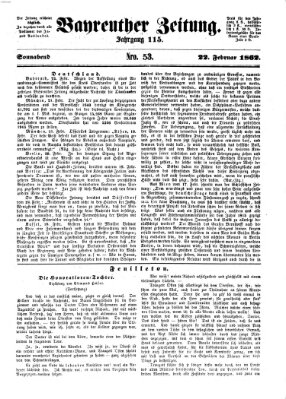 Bayreuther Zeitung Samstag 22. Februar 1862