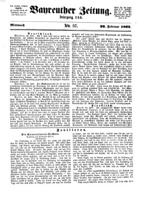 Bayreuther Zeitung Mittwoch 26. Februar 1862