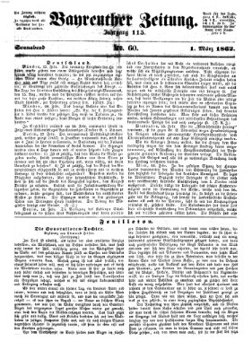 Bayreuther Zeitung Samstag 1. März 1862