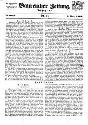 Bayreuther Zeitung Mittwoch 5. März 1862