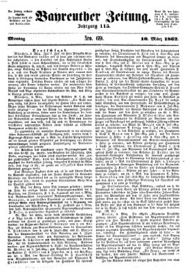 Bayreuther Zeitung Montag 10. März 1862