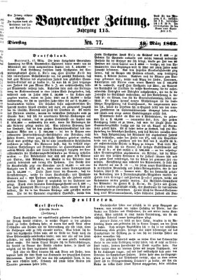 Bayreuther Zeitung Dienstag 18. März 1862