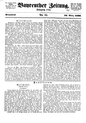 Bayreuther Zeitung Samstag 22. März 1862